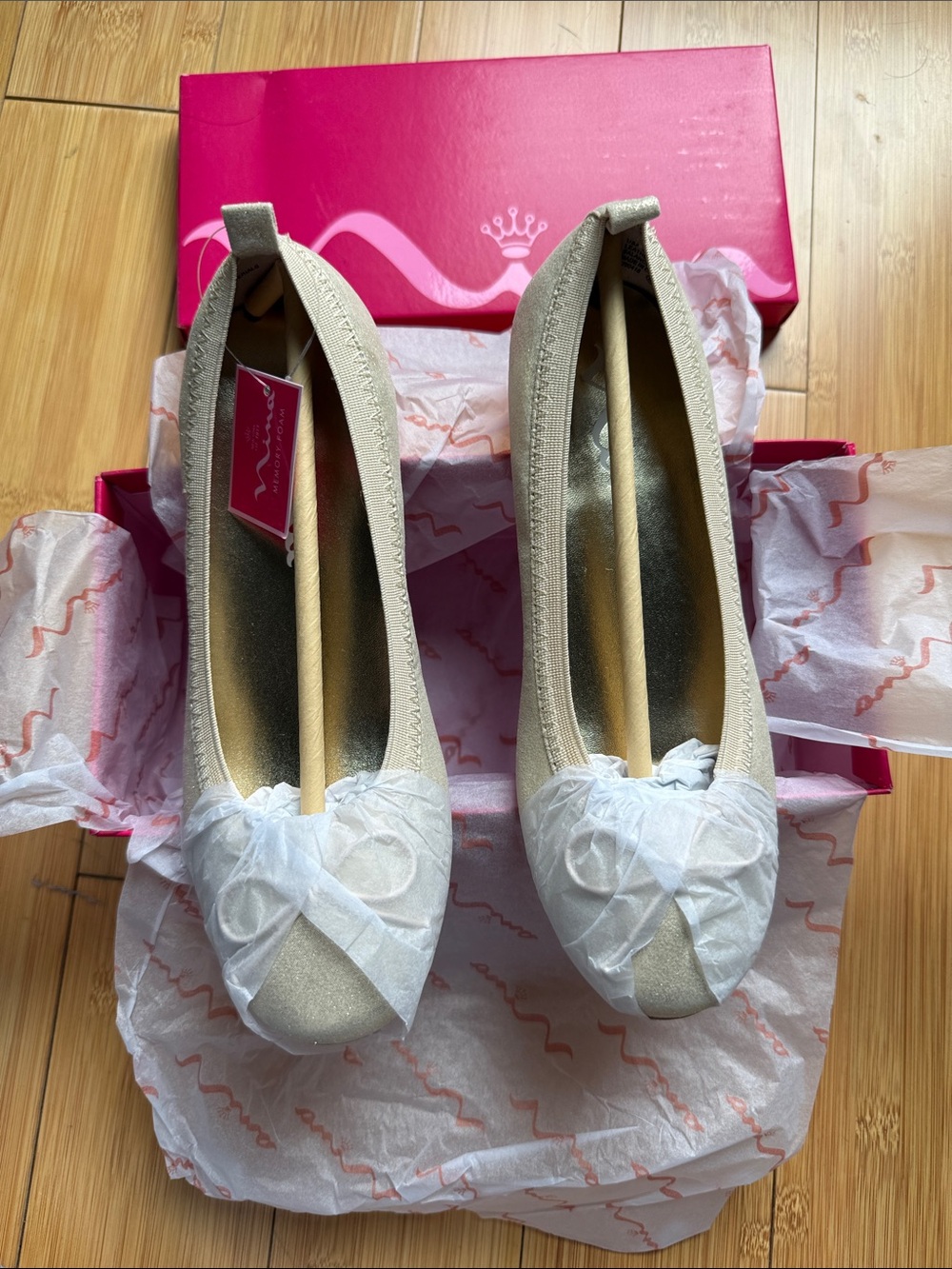 NIB Nina Girls Kendalla Ballet Flats Platino Shimmer Metallic Sz 3 Youth NWT